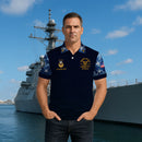 US Navy 250th Anniversary Polo Shirt – Custom Rank & Text with Camo Sleeves