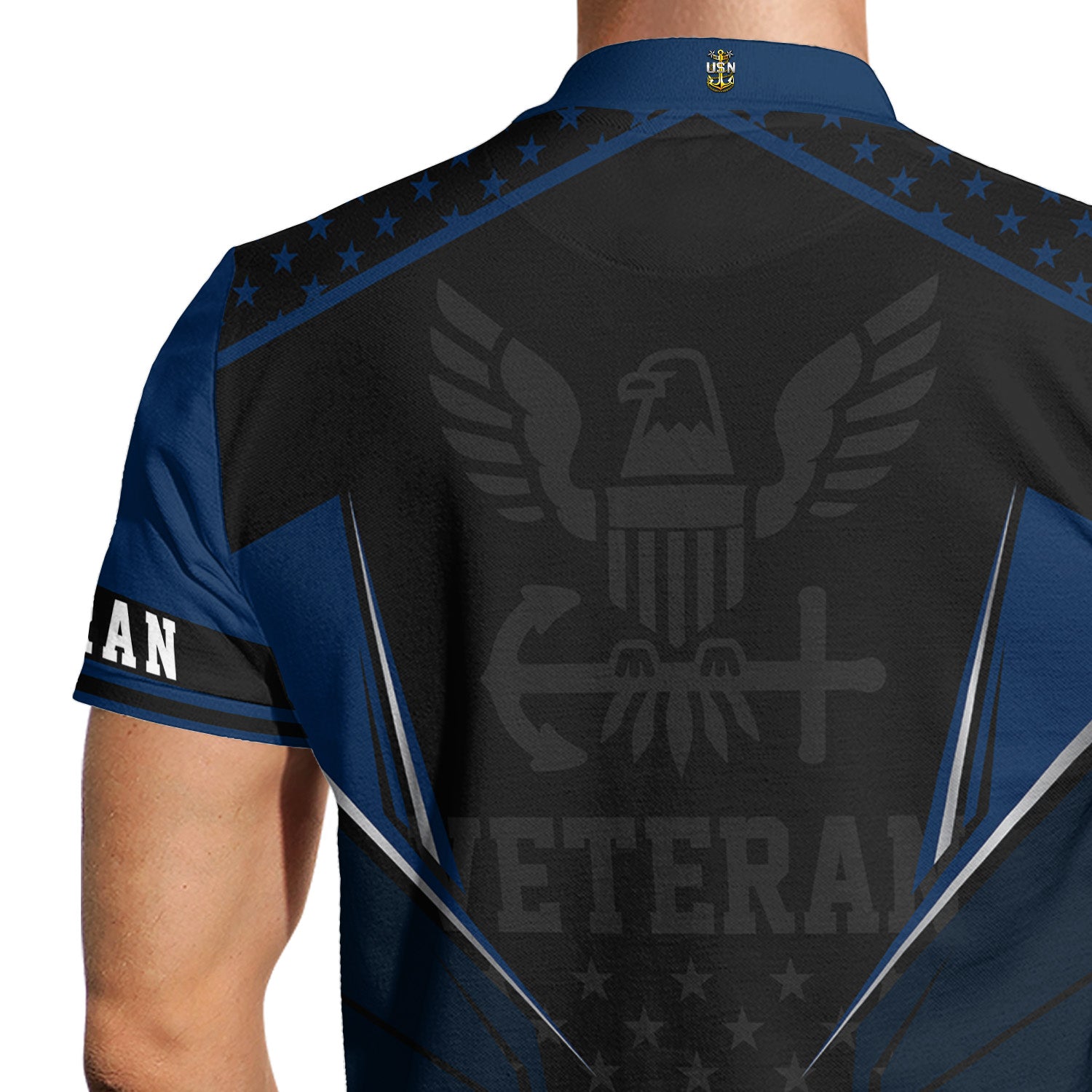 US Navy Veteran Polo Shirt – Bold Crest & Custom Rank Tribute Edition