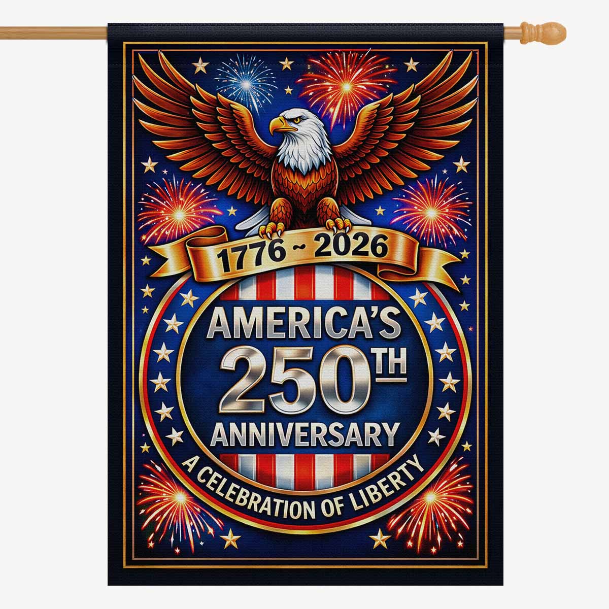 America 250 House Flag – 250th Anniversary Celebration of Liberty Patriotic Decor