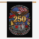 USA 250 Anniversary House Flag Patriotic Eagle Liberty Bell Decor