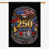 USA 250 Anniversary House Flag Patriotic Eagle Liberty Bell Decor