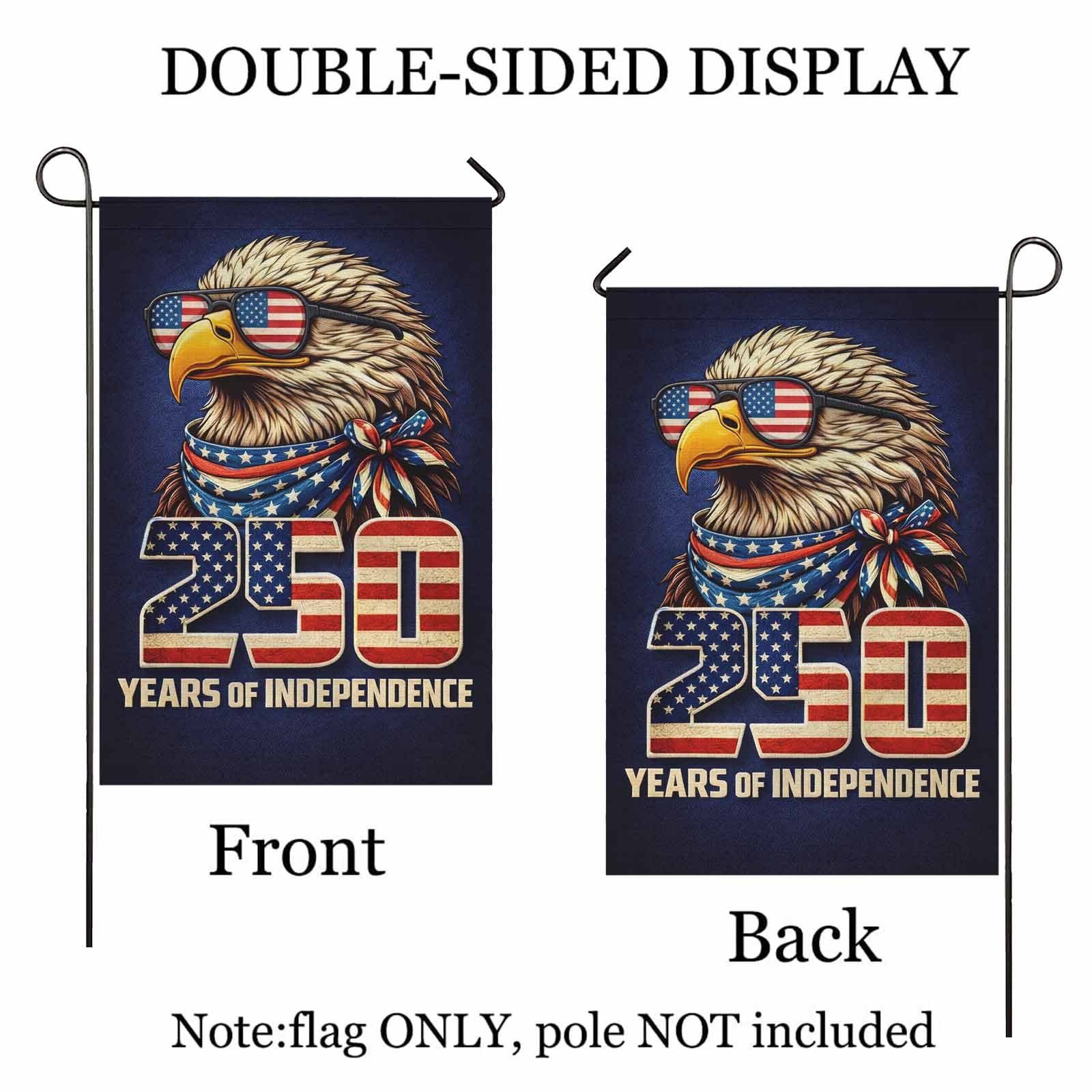 America 250 Garden Flag 250 Years of Independence Patriotic Eagle 1776-2026 Decor