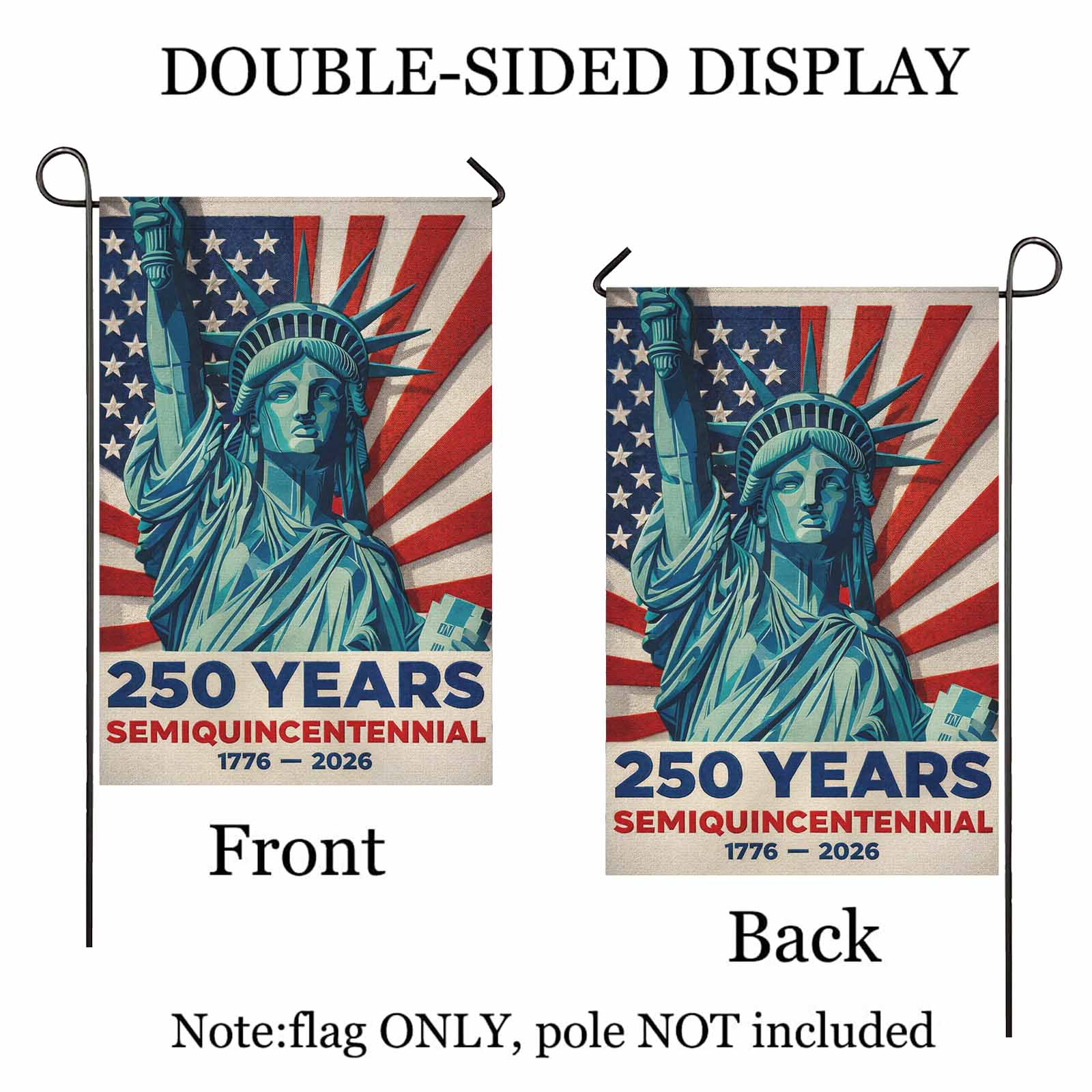 USA 250 Years Garden Flag Patriotic Statue of Liberty Independence Decor