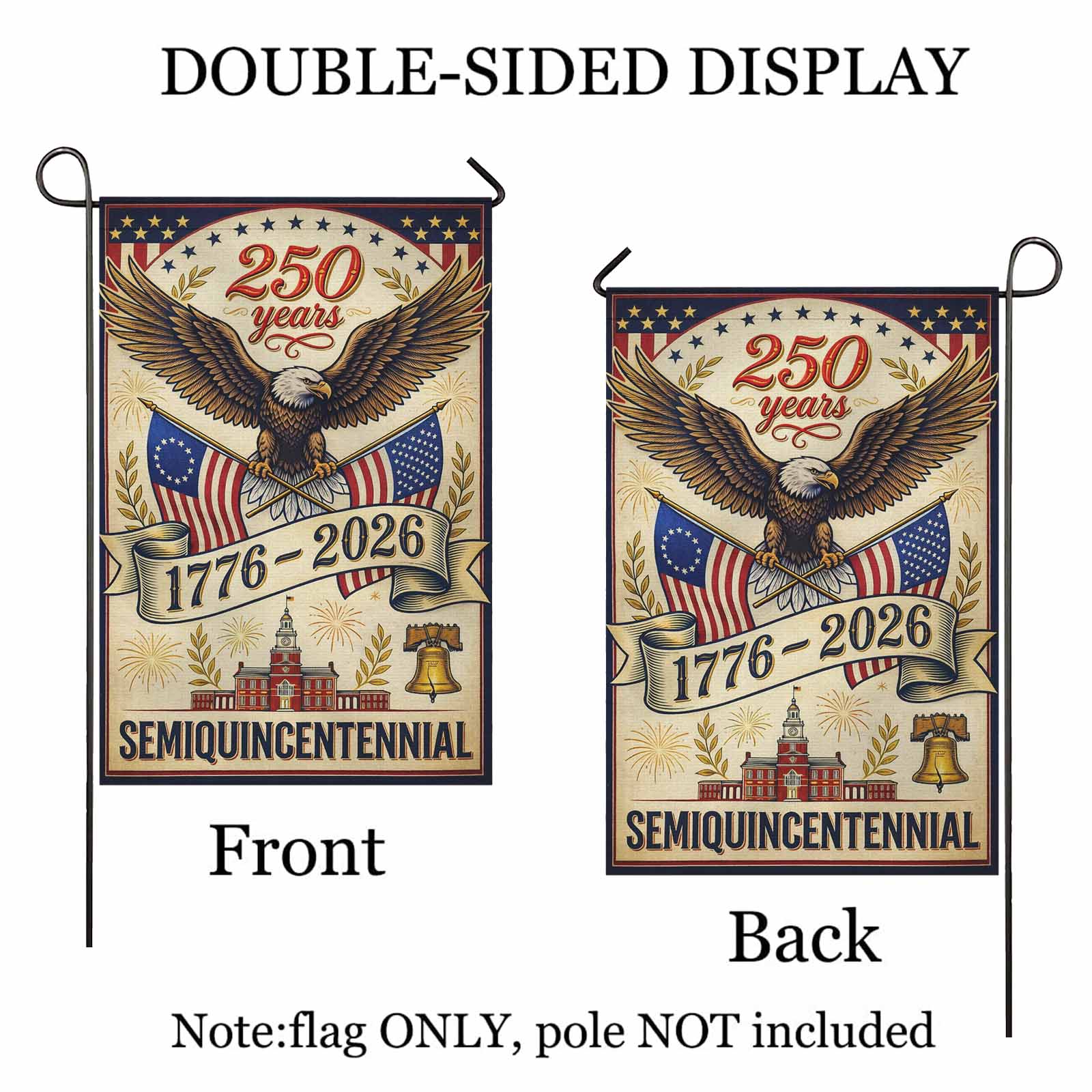 America 250 Patriotic Garden Flag Eagle 250 Years Independence 1776-2026