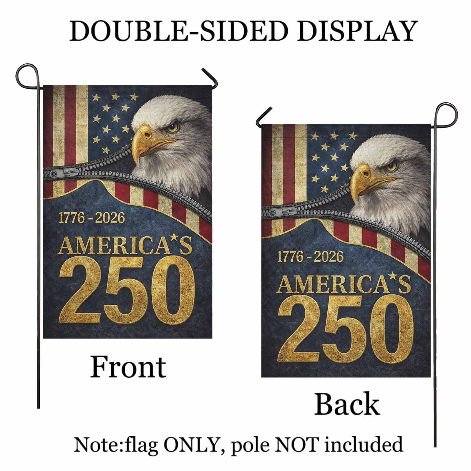 America’s 250 Garden Flag 1776–2026 Patriotic Eagle USA Decor