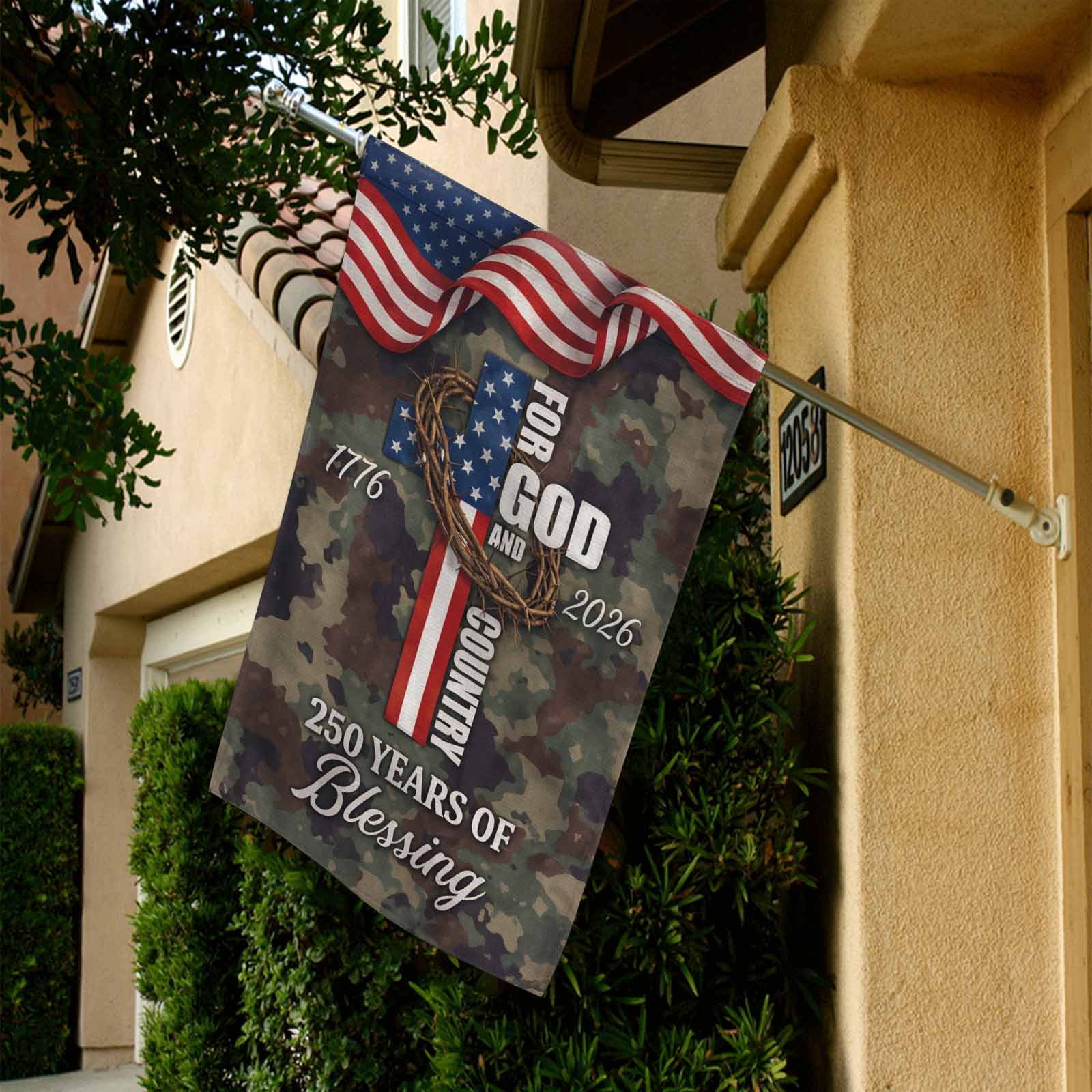 America 250 Christian Garden Flag 1776–2026 God and Country Decor