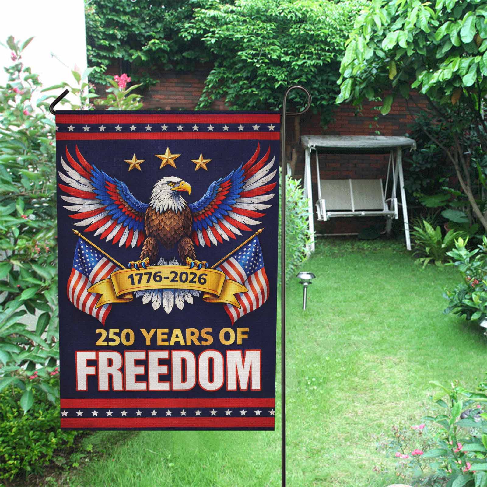 1776-2026 America 250 Garden Flag Patriotic Eagle USA Flag 250 Years Freedom
