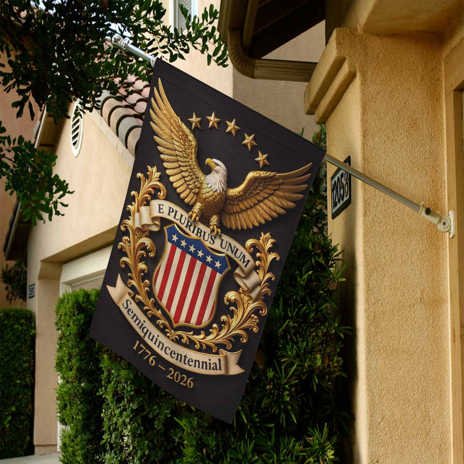 USA 250 Garden Flag Patriotic Eagle Crest 1776-2026 America Semiquincentennial