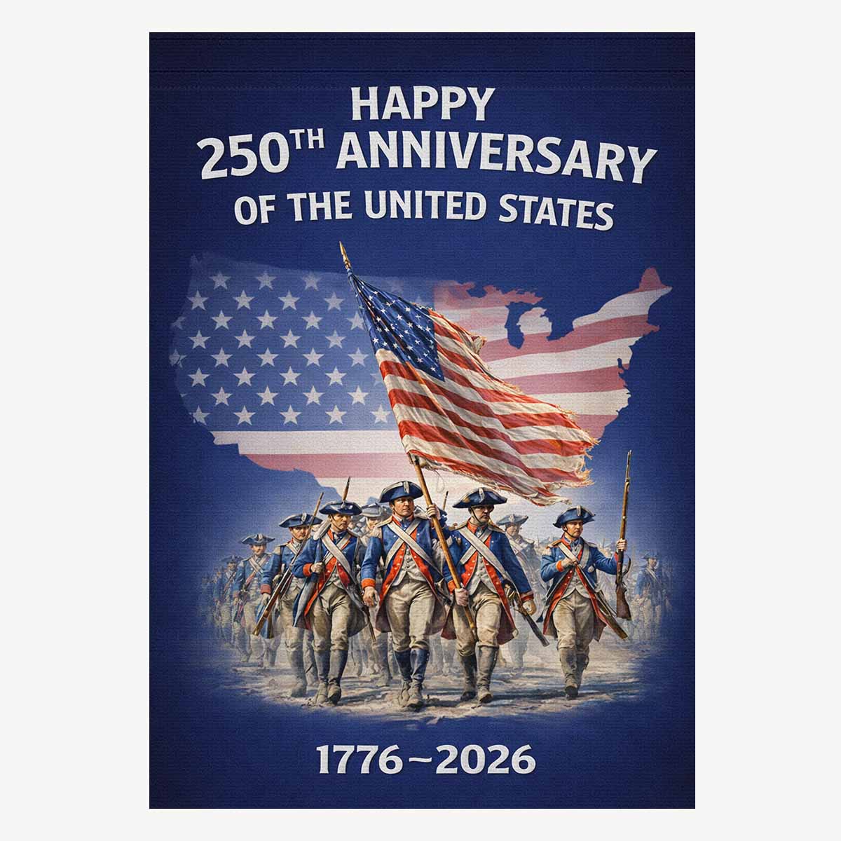Happy 250th Anniversary USA House Flag Patriotic American Revolution 1776-2026 Banner