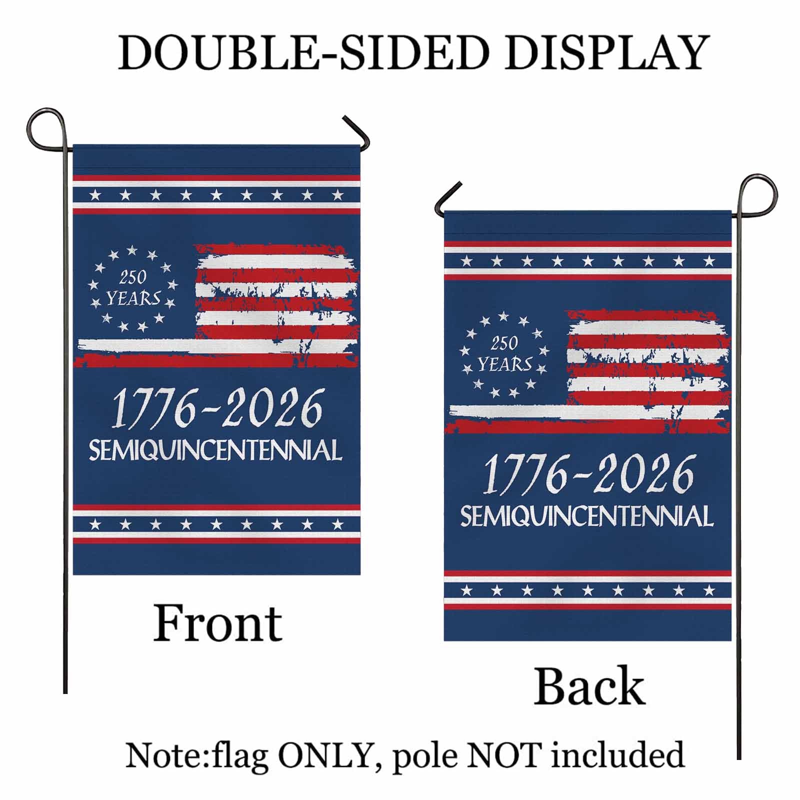 250 Years Semiquincentennial Garden Flag – America 250 Distressed US Flag 1776–2026