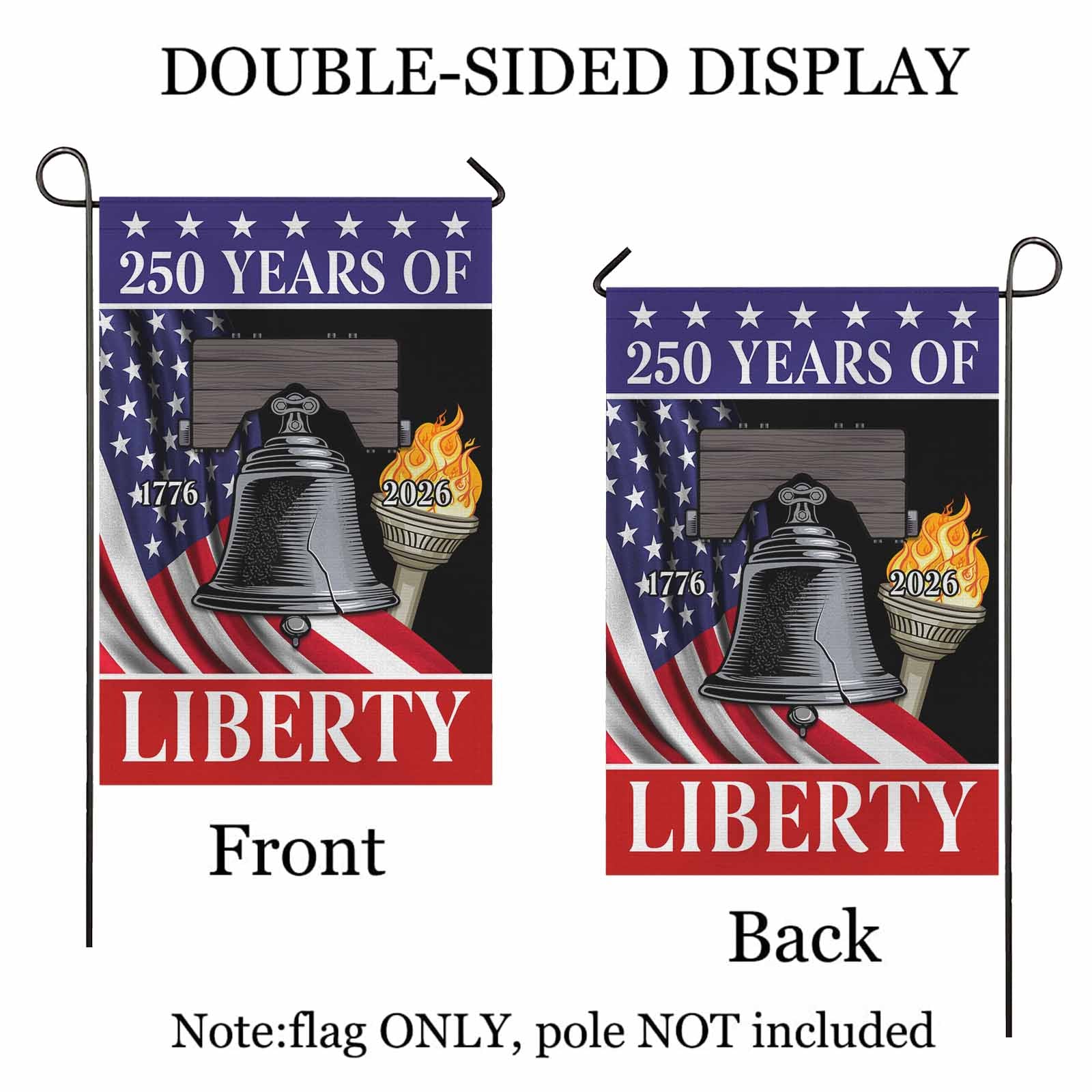 250 Years of Liberty Garden Flag – America 250 Liberty Bell Flag 1776–2026
