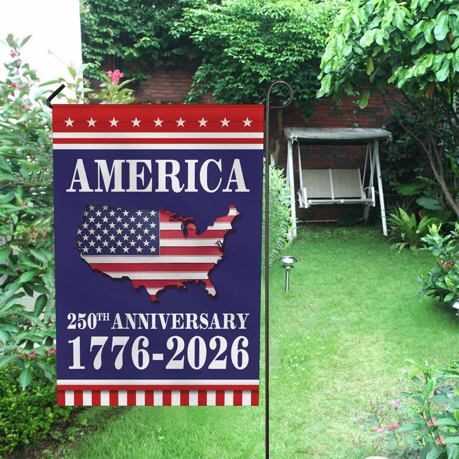 250th Anniversary America Garden Flag – USA Map Patriotic Flag 1776–2026