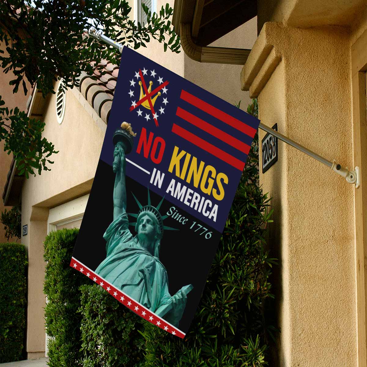No Kings in America House Flag Patriotic Statue of Liberty Since 1776 USA Independence Banner
