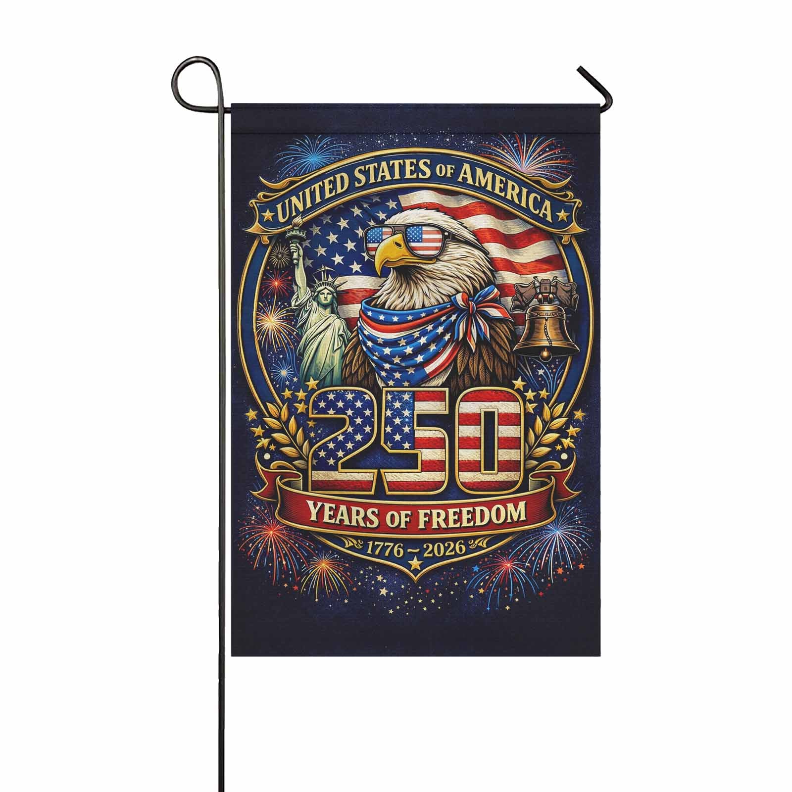 America 250 Garden Flag 1776-2026 Patriotic Eagle 250 Years of Freedom USA Yard Decor