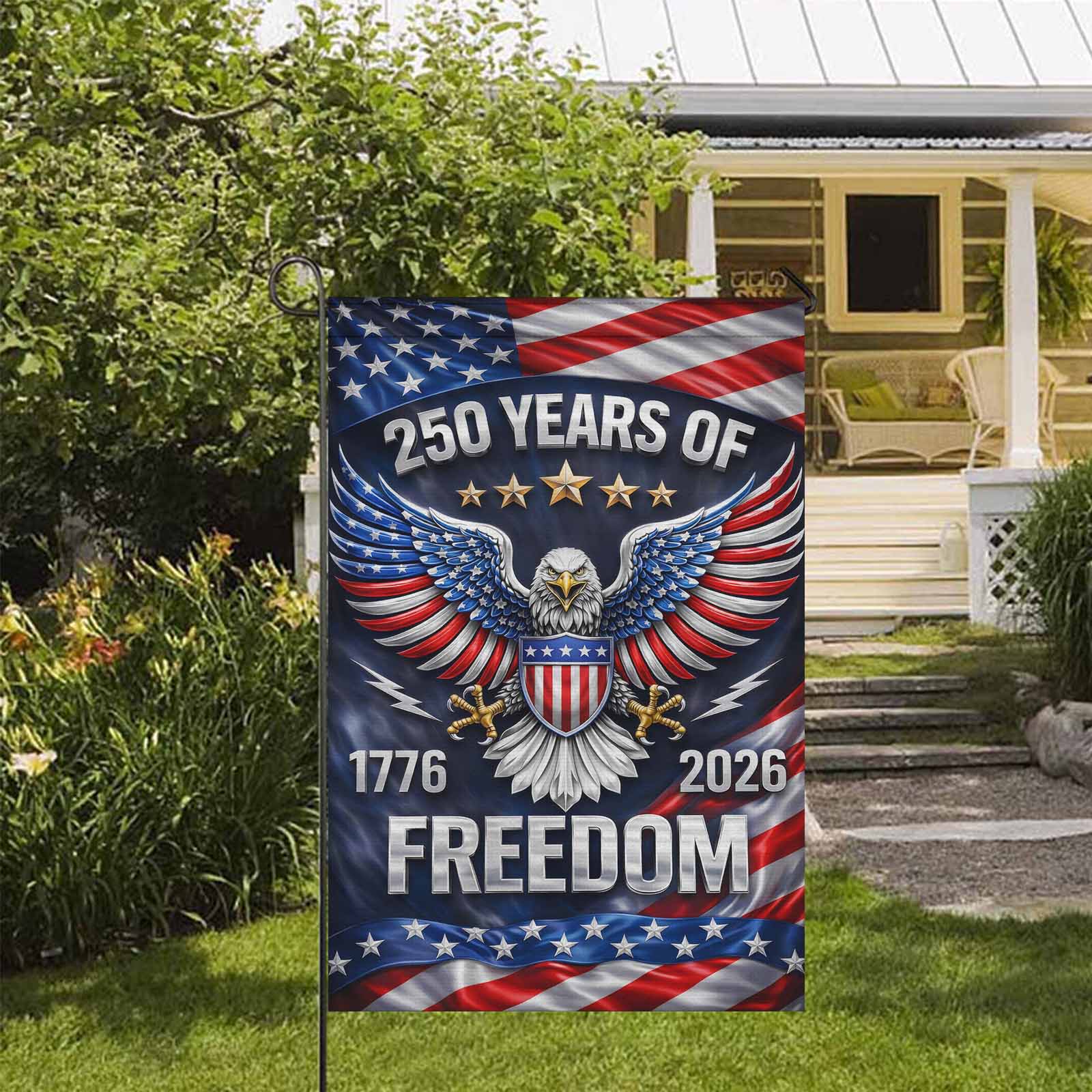 America 250 Garden Flag – 250 Years of Freedom 1776–2026 Patriotic Eagle