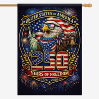 America 250 House Flag Patriotic Eagle 1776-2026 250 Years of Freedom USA Outdoor Flag