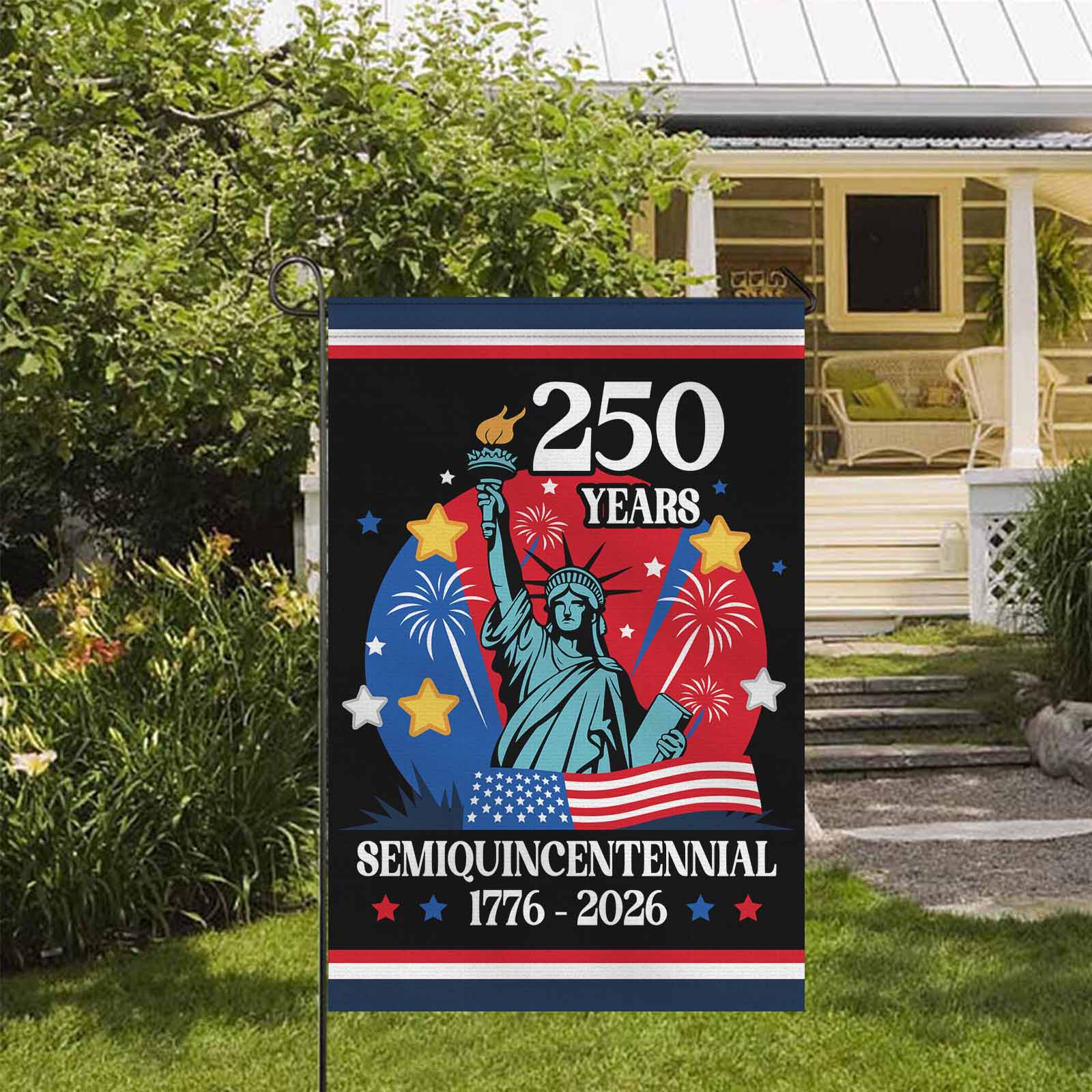 America 250 Garden Flag – Semiquincentennial 250 Years Statue of Liberty 1776–2026
