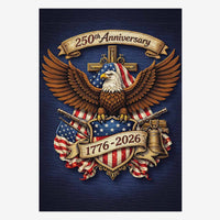 America 250 House Flag Patriotic Eagle Liberty Bell Cross 1776-2026 Anniversary