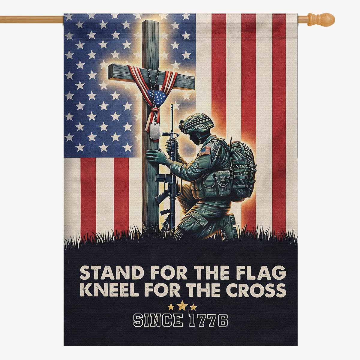 Stand for the Flag Kneel for the Cross House Flag Patriotic USA Banner