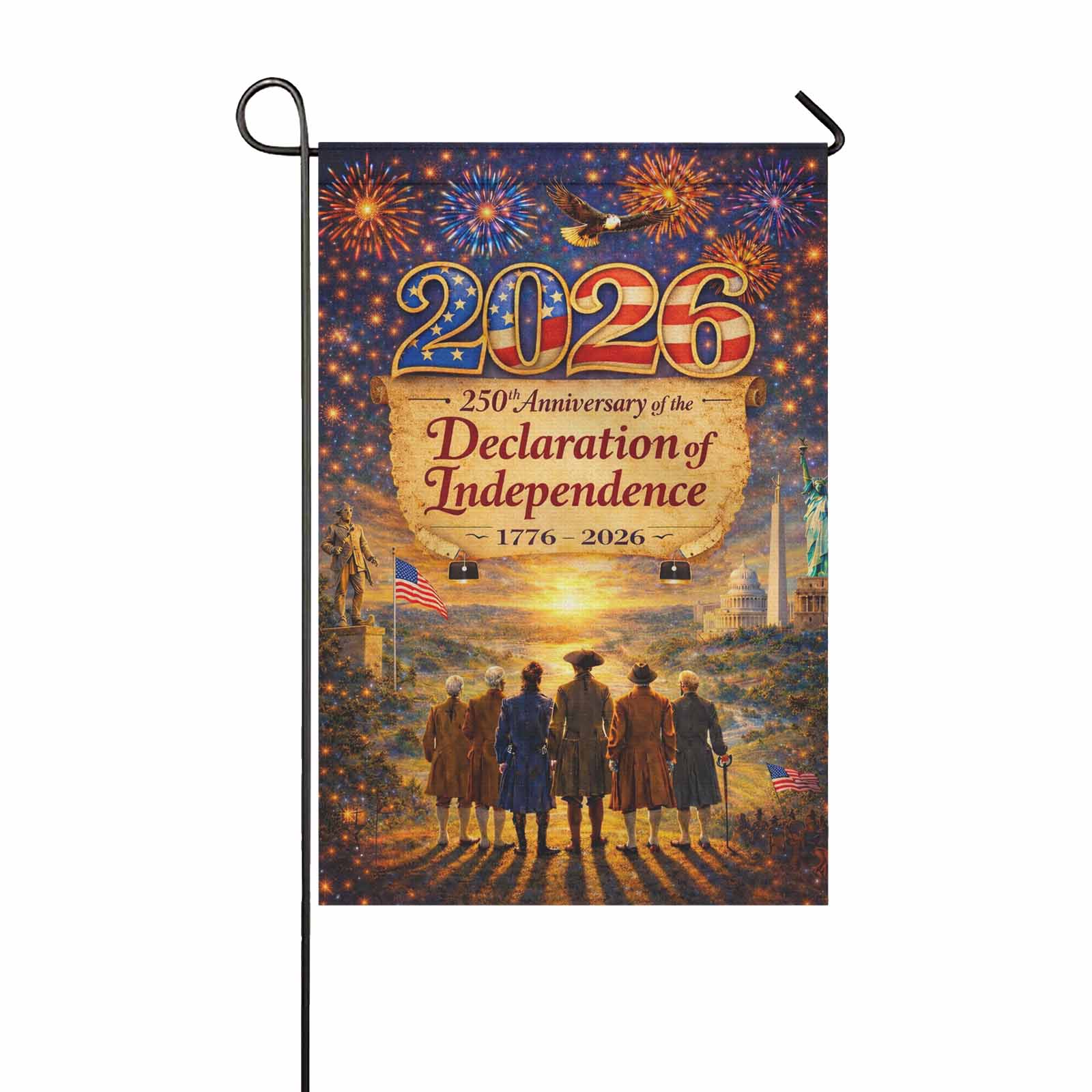 America 250 Garden Flag 2026 Declaration of Independence 1776-2026 Patriotic USA Decor