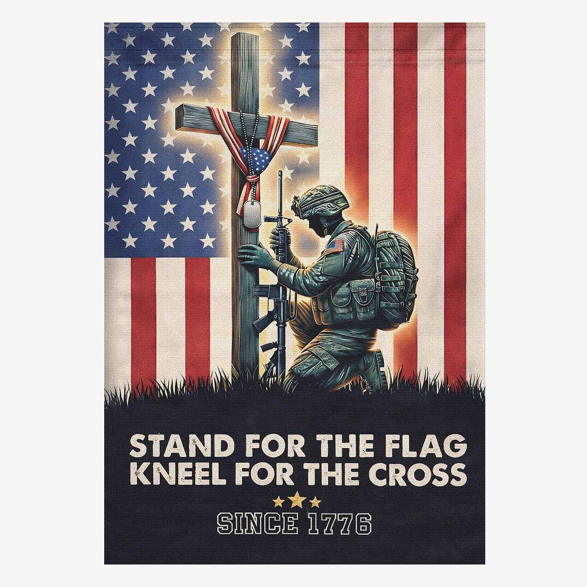 Stand for the Flag Kneel for the Cross House Flag Patriotic USA Banner