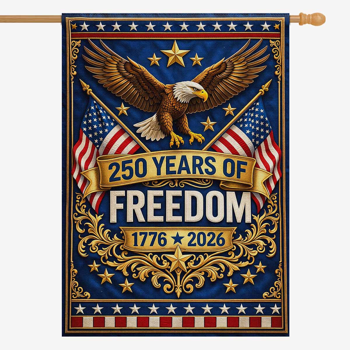 America 250 Patriotic Eagle House Flag 1776-2026 Independence Decor