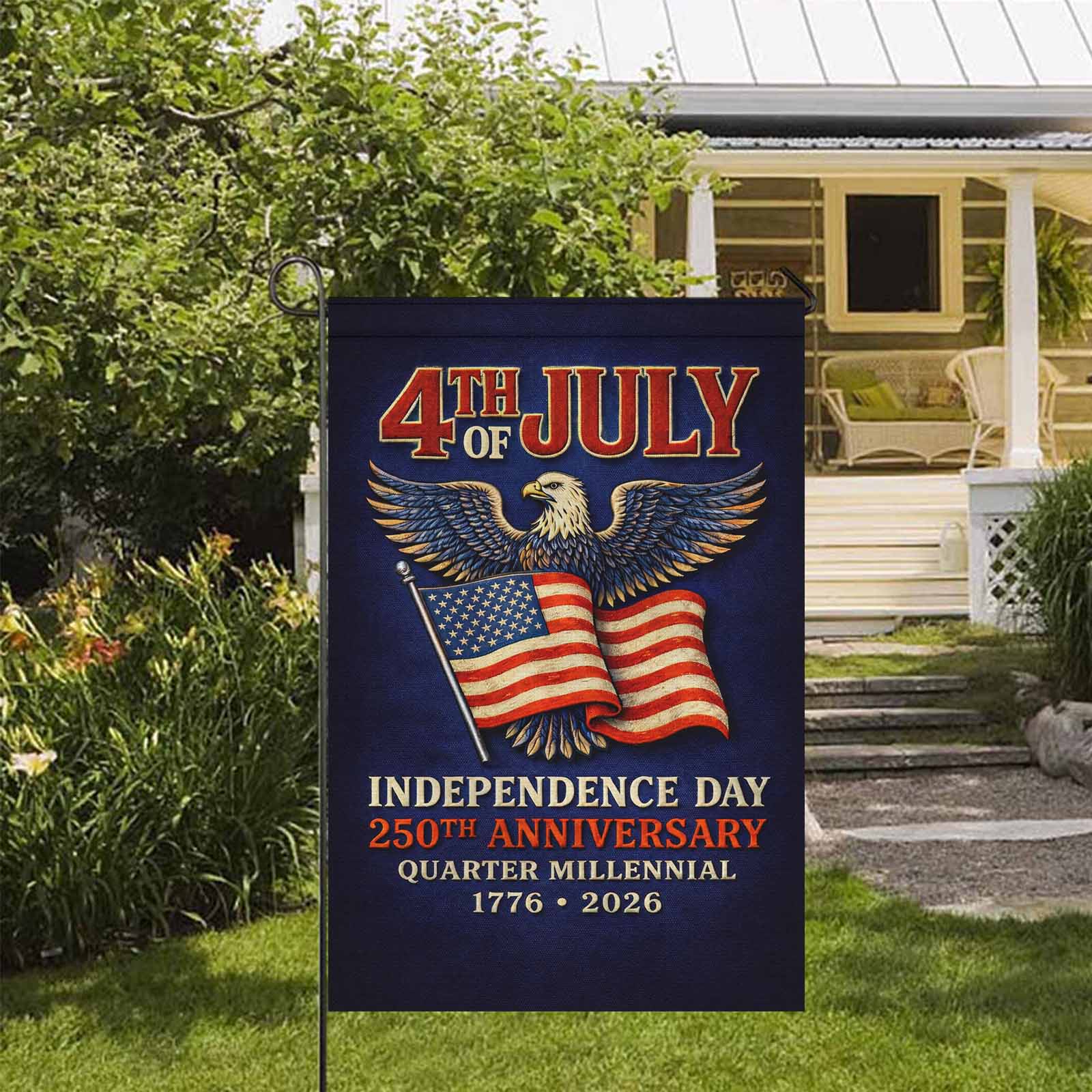 4th of July America 250 Garden Flag Independence Day Patriotic Eagle 1776-2026