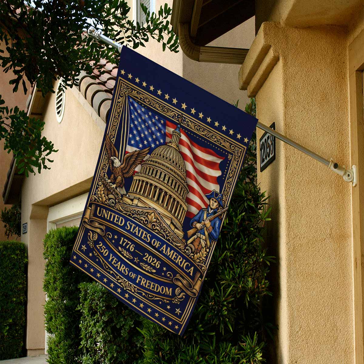 United States of America 250 House Flag 1776-2026 Patriotic Capitol Eagle Banner