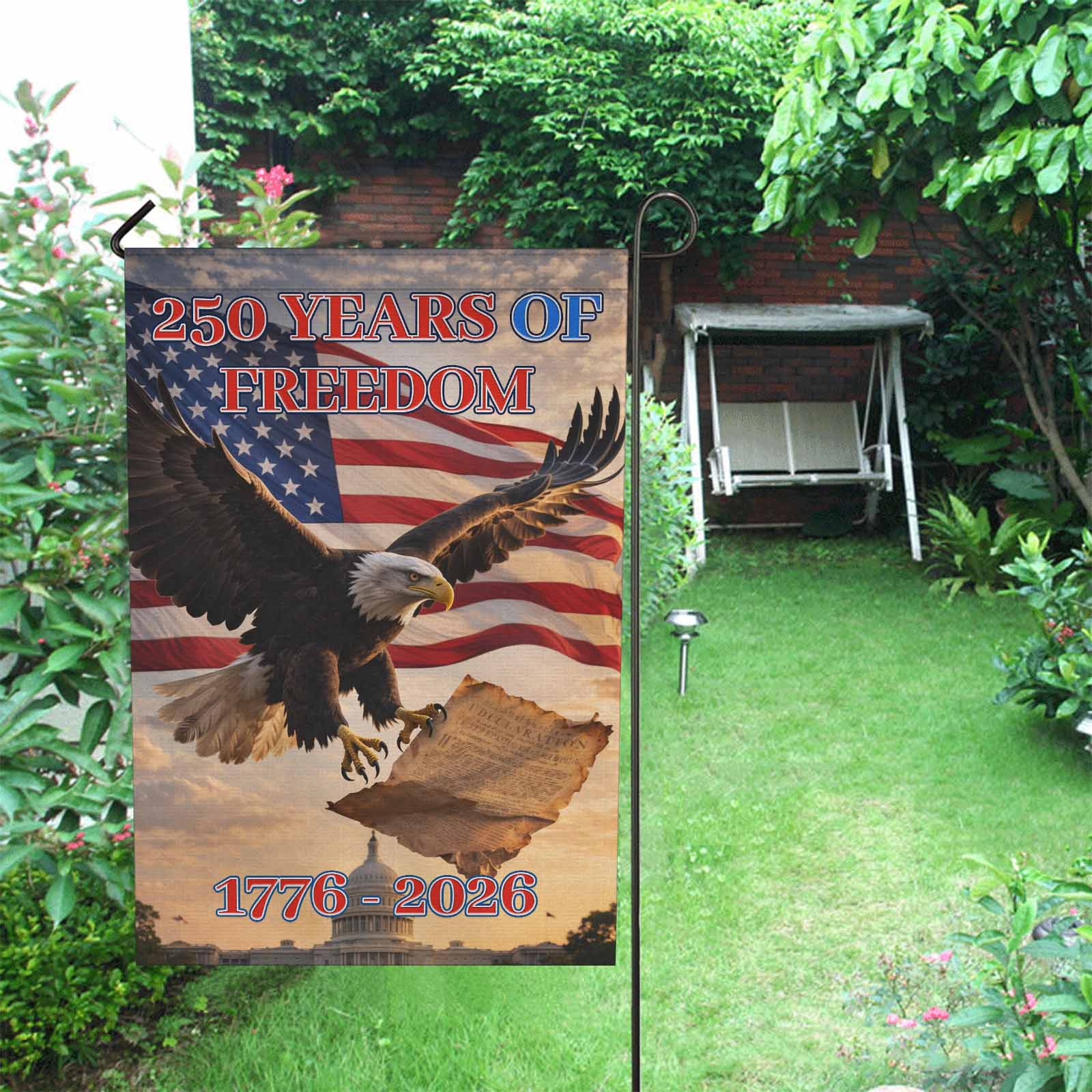 America 250 Garden Flag – 250 Years of Freedom 1776–2026 Declaration Theme