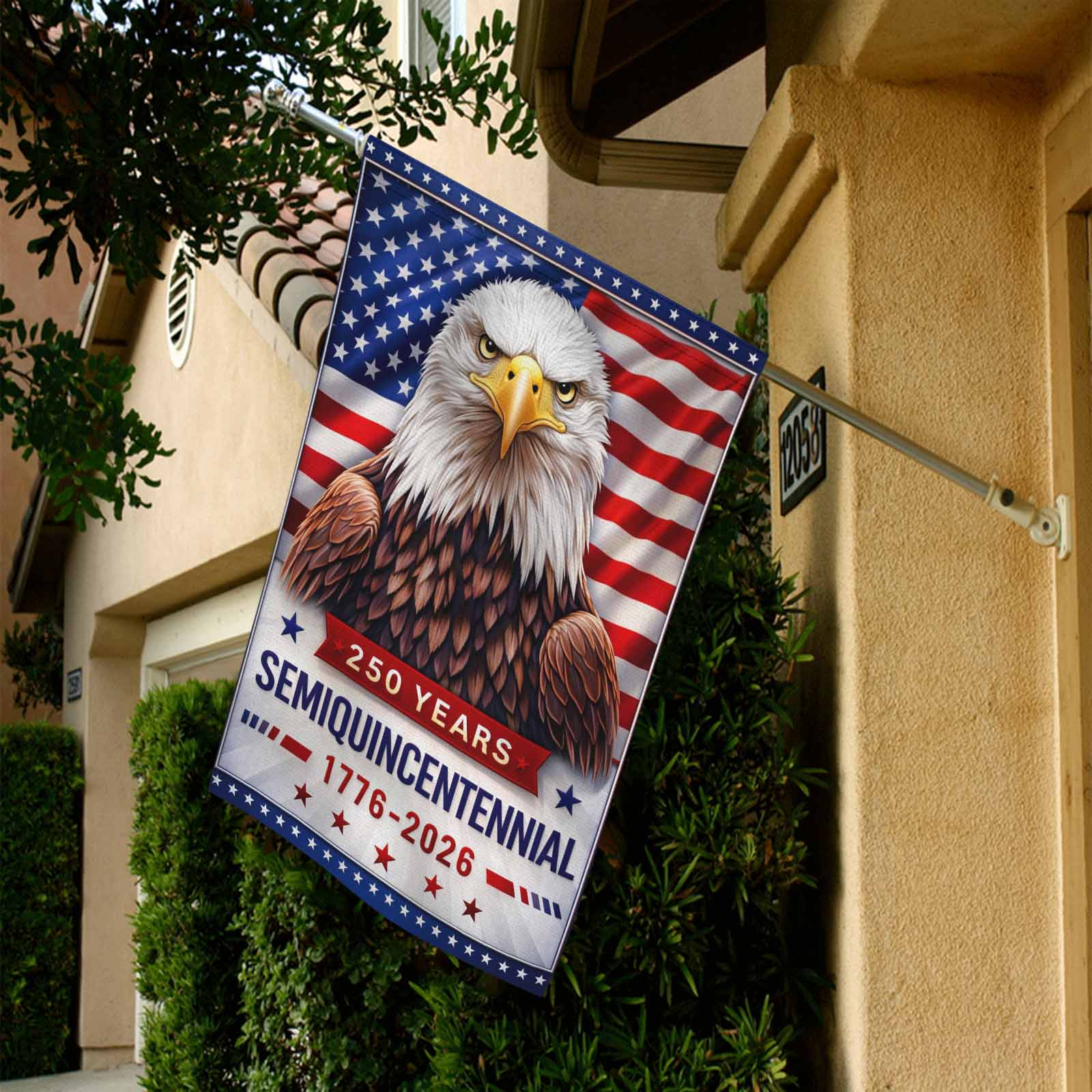 America 250 Years Garden Flag 1776–2026 – Patriotic Eagle Semiquincentennial Yard Decor