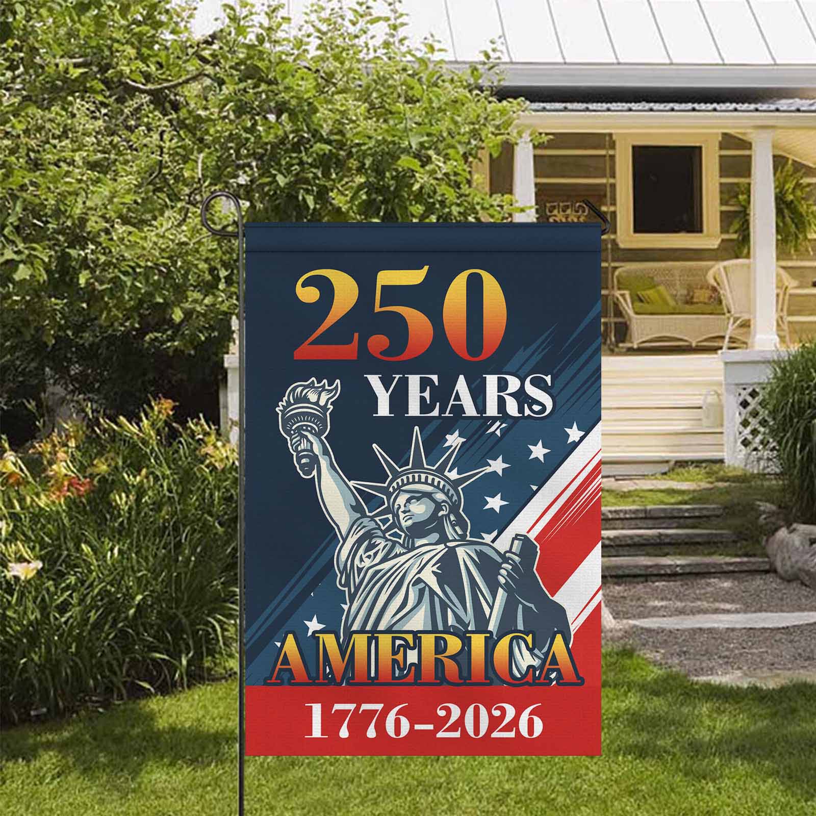 250 Years of America Garden Flag – Statue of Liberty Patriotic Flag 1776–2026