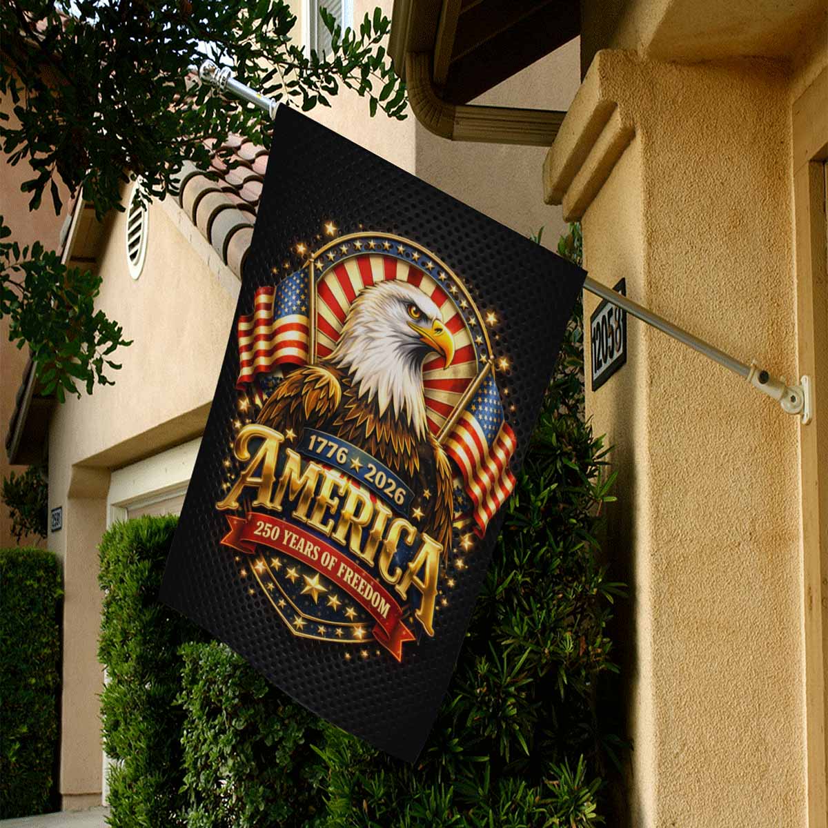 250 Years of Freedom House Flag America 250 Patriotic Eagle Decor