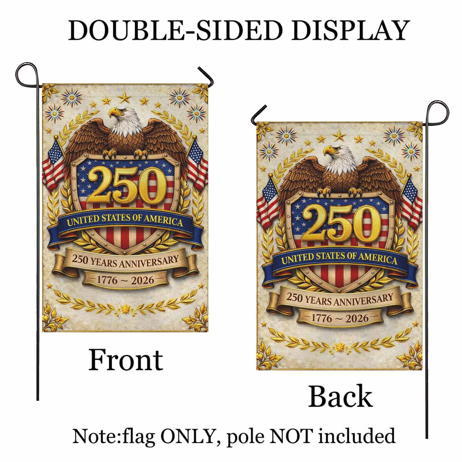 America 250 Garden Flag United States of America Patriotic Eagle 1776-2026 USA Flag