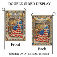 America 250 Garden Flag Betsy Ross Sewing American Flag 1776-2026 Patriotic Yard Decor