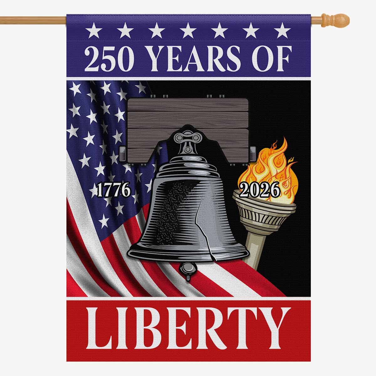 US 250th Anniversary House Flag – Liberty Bell America 250 Flag 1776–2026