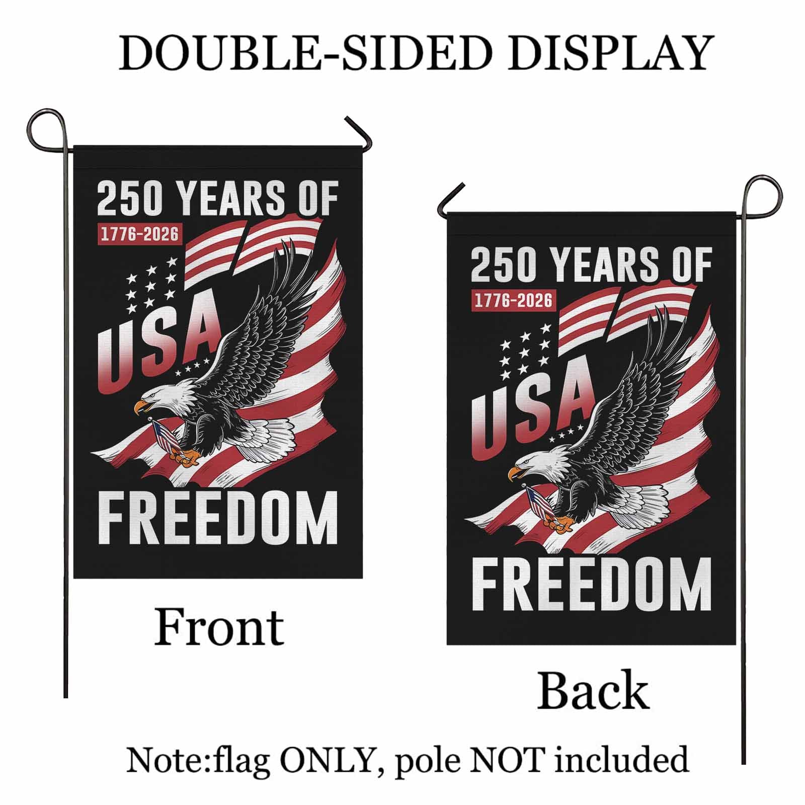 USA 250 Years of Freedom Garden Flag – 1776–2026 Patriotic Decor