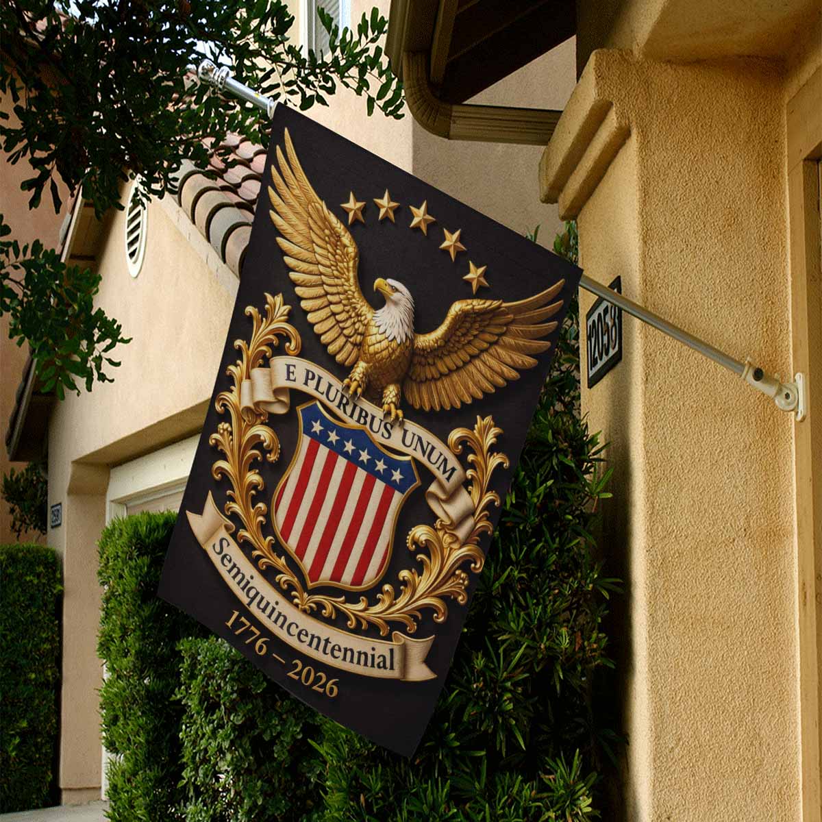USA 250 House Flag Patriotic Eagle Shield America 1776-2026 Anniversary Decor