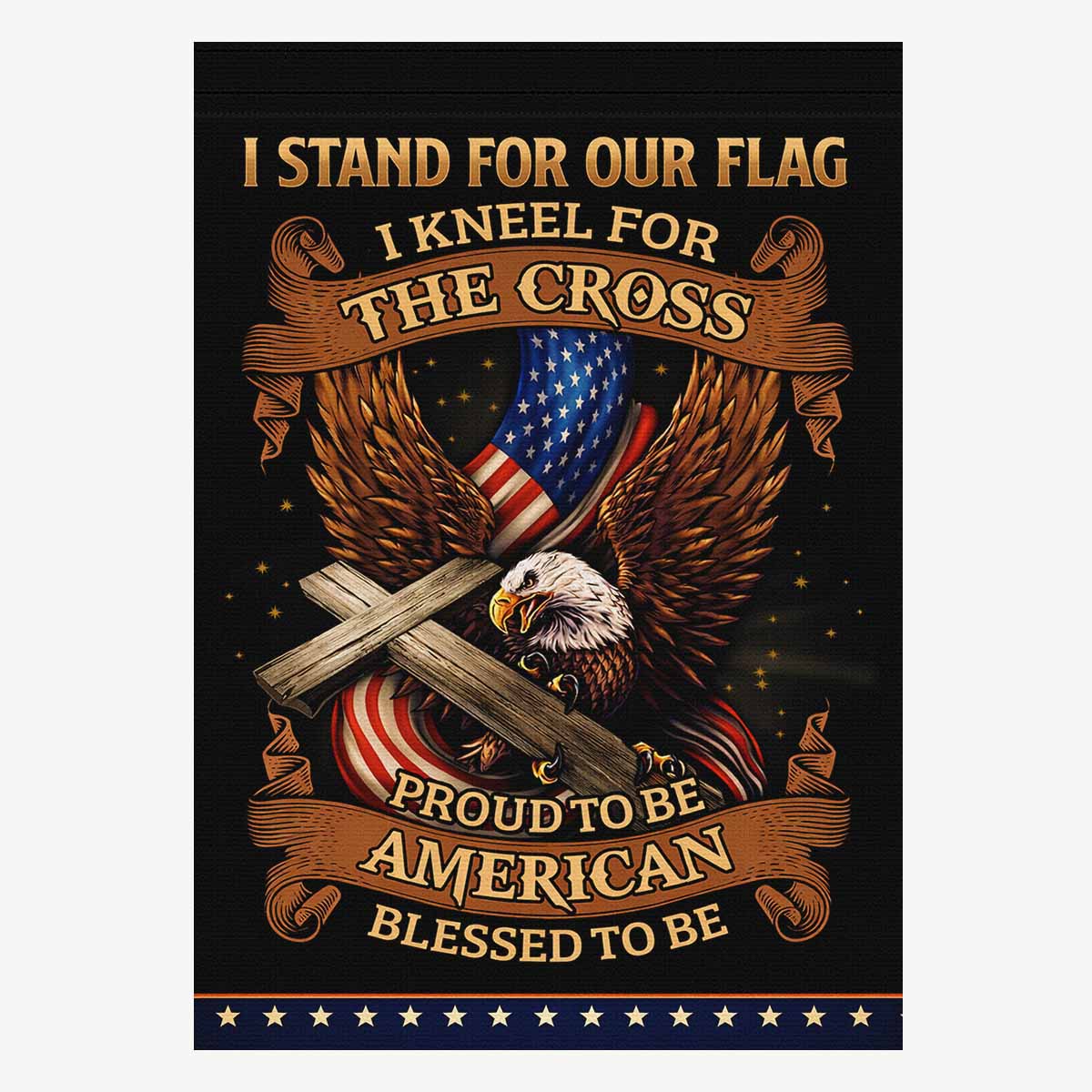 Proud To Be American Christian House Flag Eagle Cross Patriotic Decor