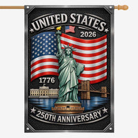 America 250 House Flag Statue of Liberty Patriotic USA 1776-2026 Decor