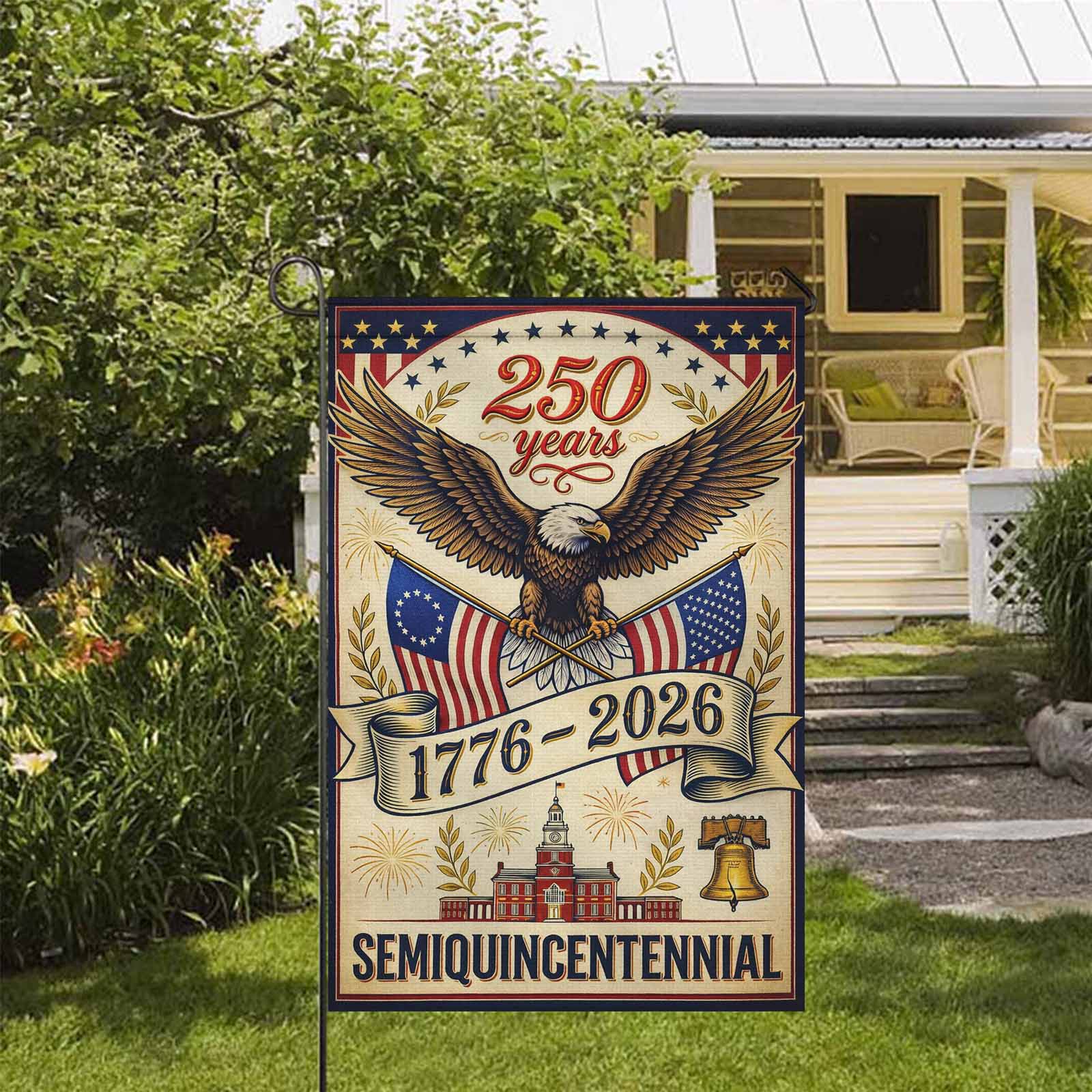 America 250 Patriotic Garden Flag Eagle 250 Years Independence 1776-2026