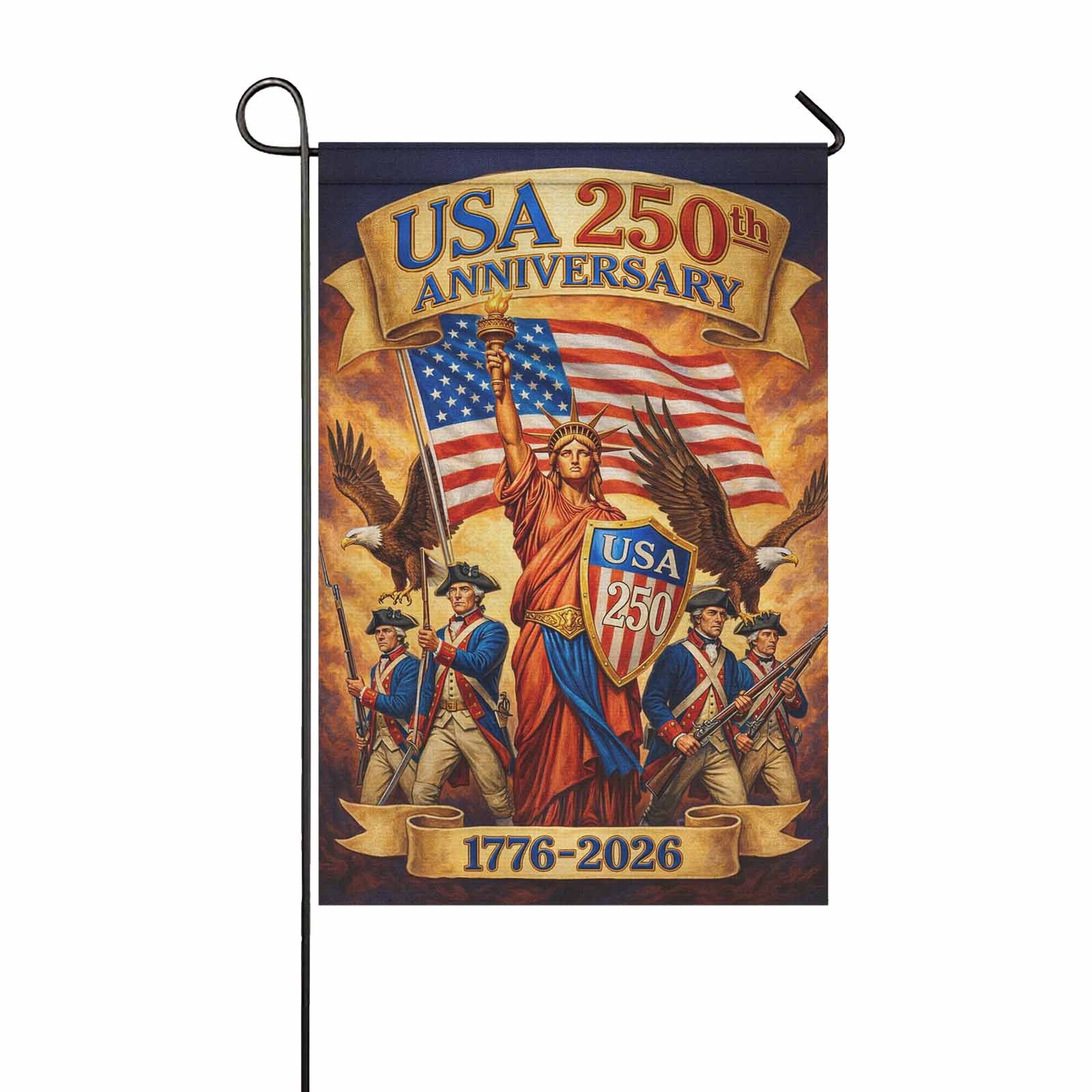 America 250 Garden Flag USA 250th Anniversary 1776-2026 Patriotic Liberty Decor
