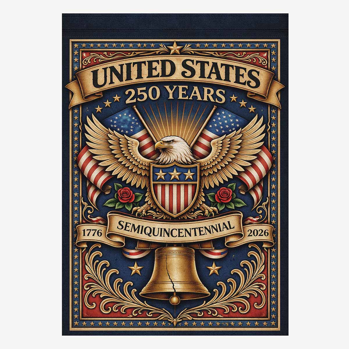 America 250 Patriotic Eagle Liberty Bell Garden Flag Decor
