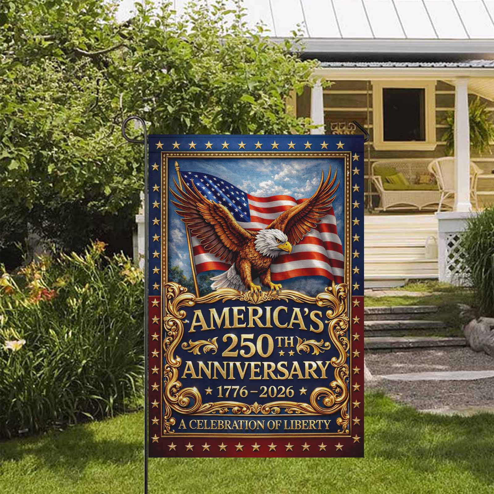 America 250 Garden Flag – America’s 250th Anniversary 1776–2026 Commemorative Eagle
