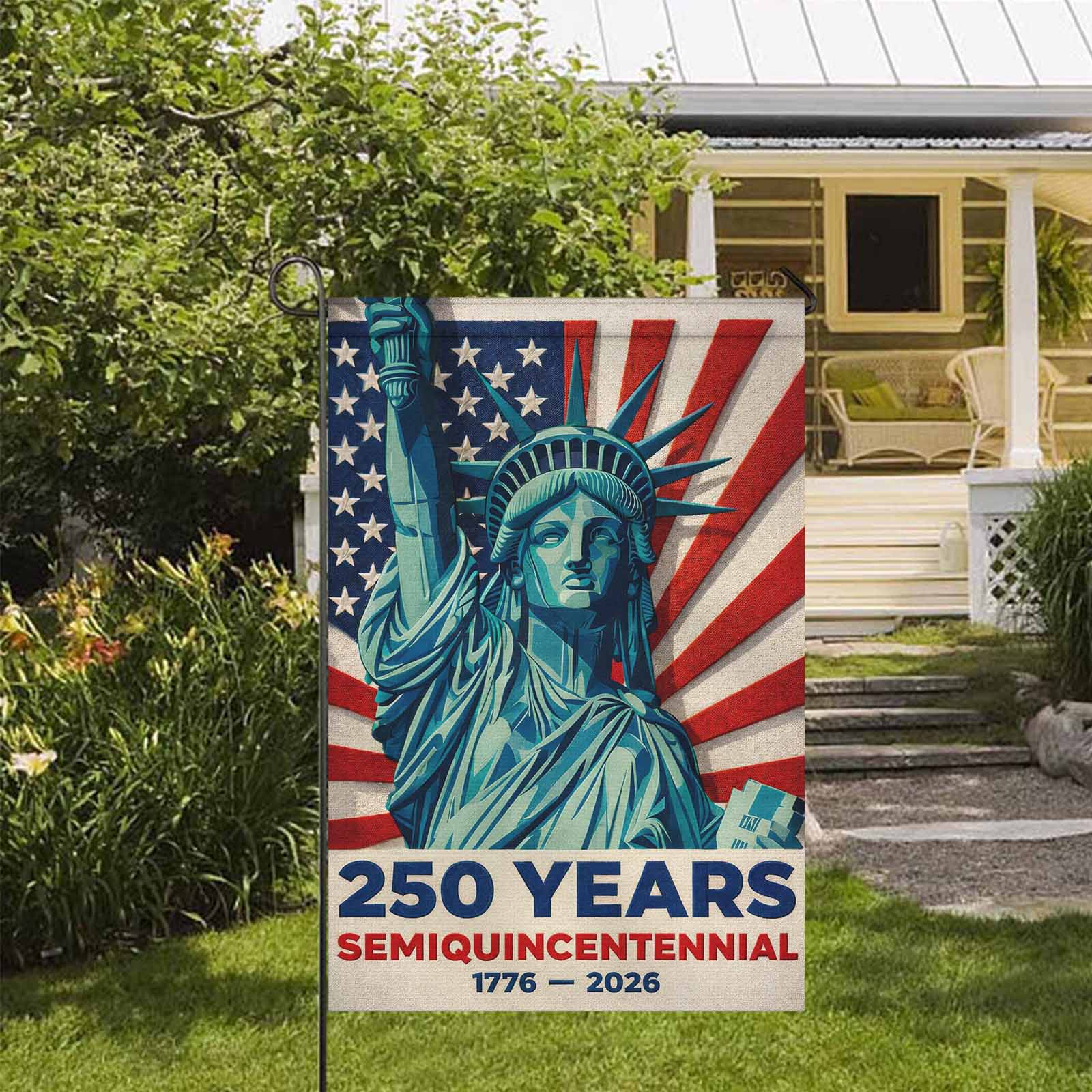 USA 250 Years Garden Flag Patriotic Statue of Liberty Independence Decor