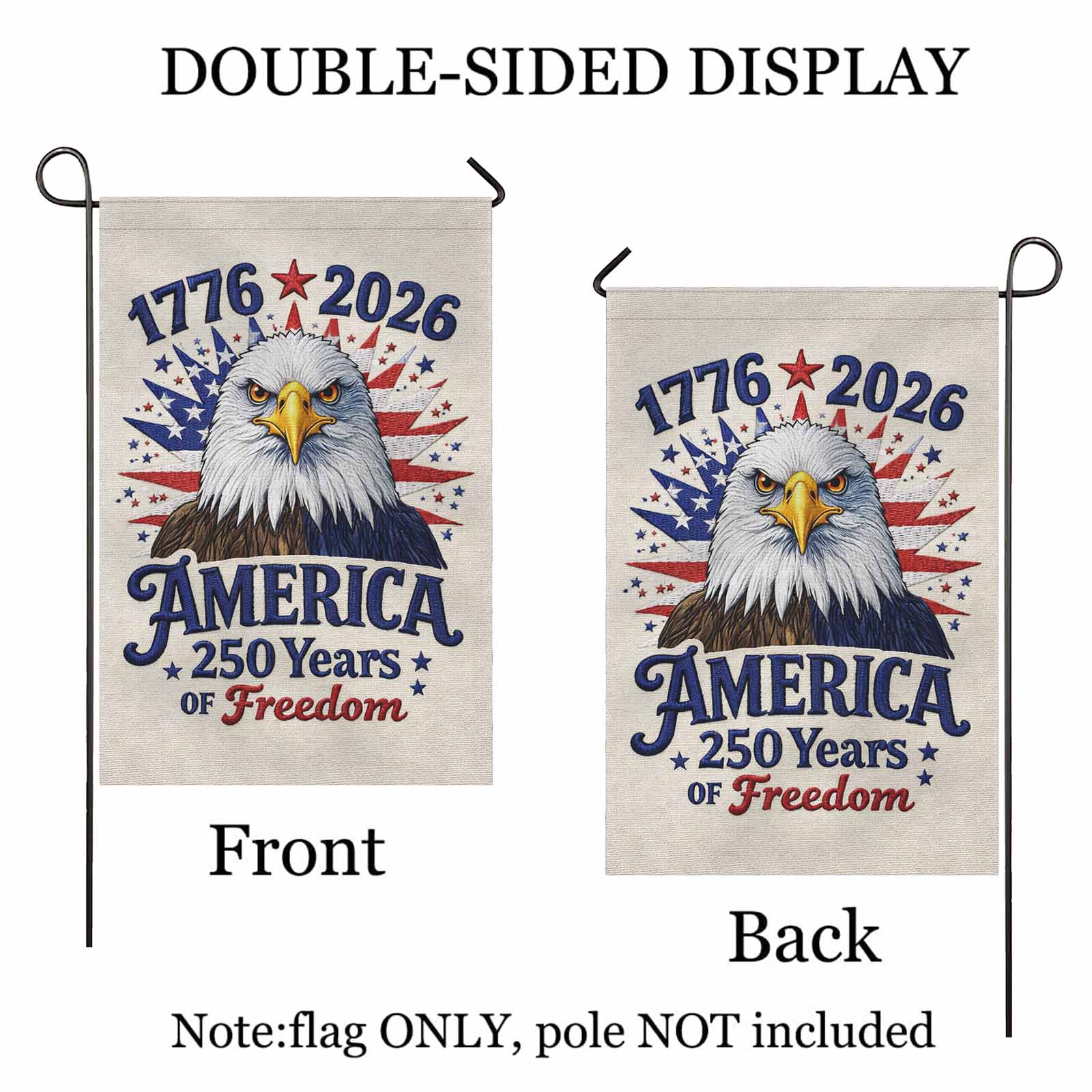 1776-2026 America 250 Garden Flag Patriotic Eagle Independence Day Yard Flag