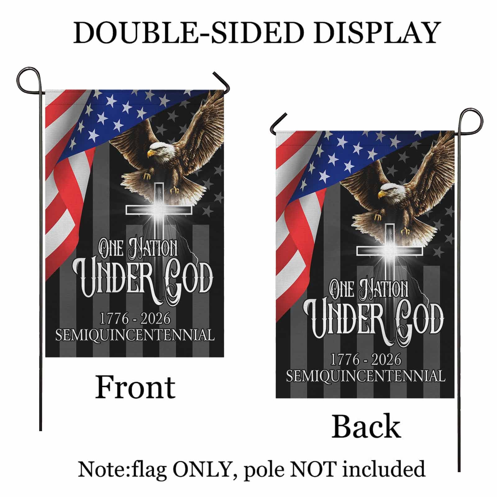 One Nation Under God Garden Flag – America 250 Christian Patriotic Eagle 1776–2026