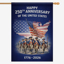 Happy 250th Anniversary USA House Flag Patriotic American Revolution 1776-2026 Banner