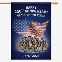 Happy 250th Anniversary USA House Flag Patriotic American Revolution 1776-2026 Banner
