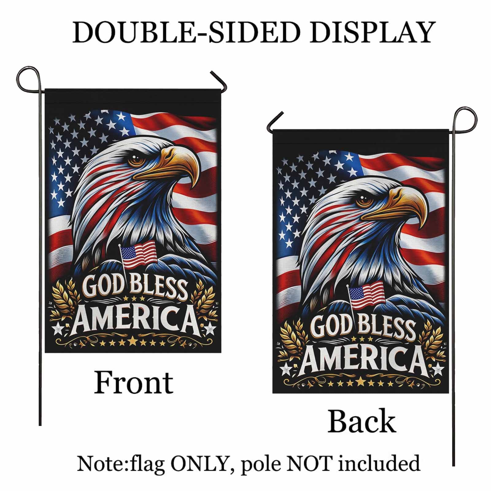 God Bless America Garden Flag Patriotic Eagle USA Decor