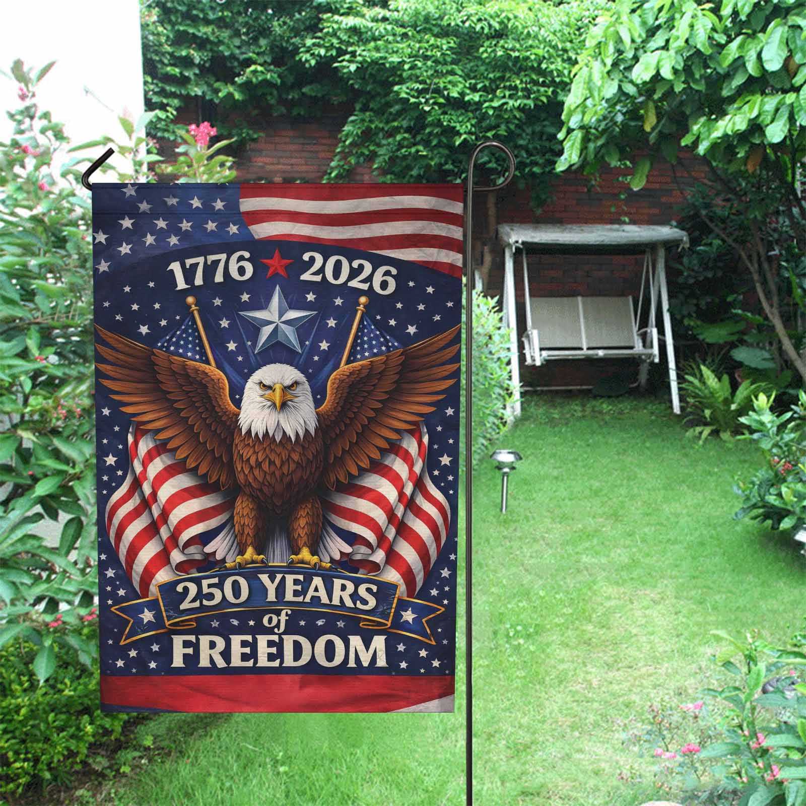 250 Years of Freedom Garden Flag 1776–2026 Patriotic Eagle Decor